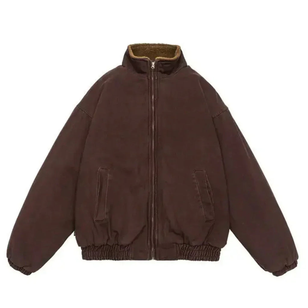 Men's Fleece-Lined Zip-Up Bomber Jacket