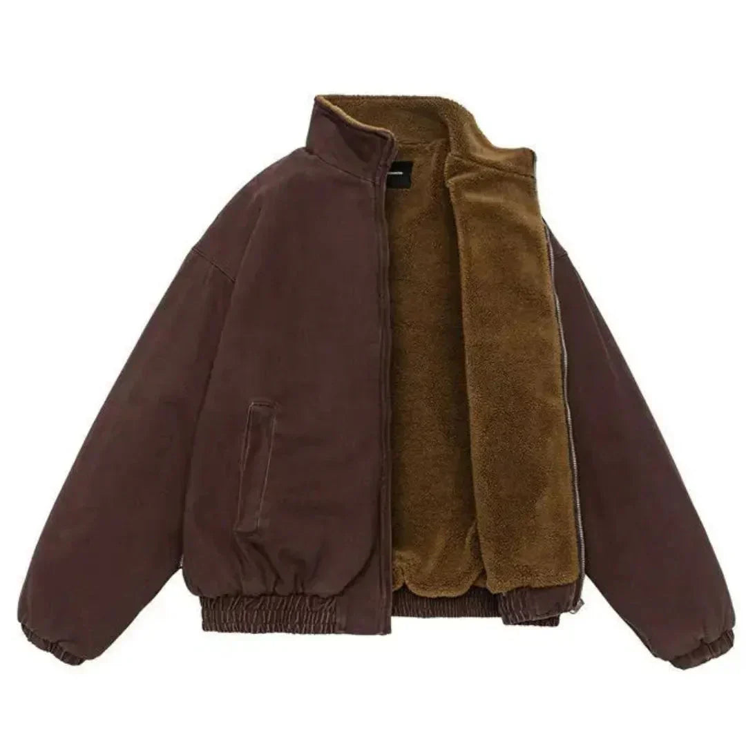 Men's Fleece-Lined Zip-Up Bomber Jacket