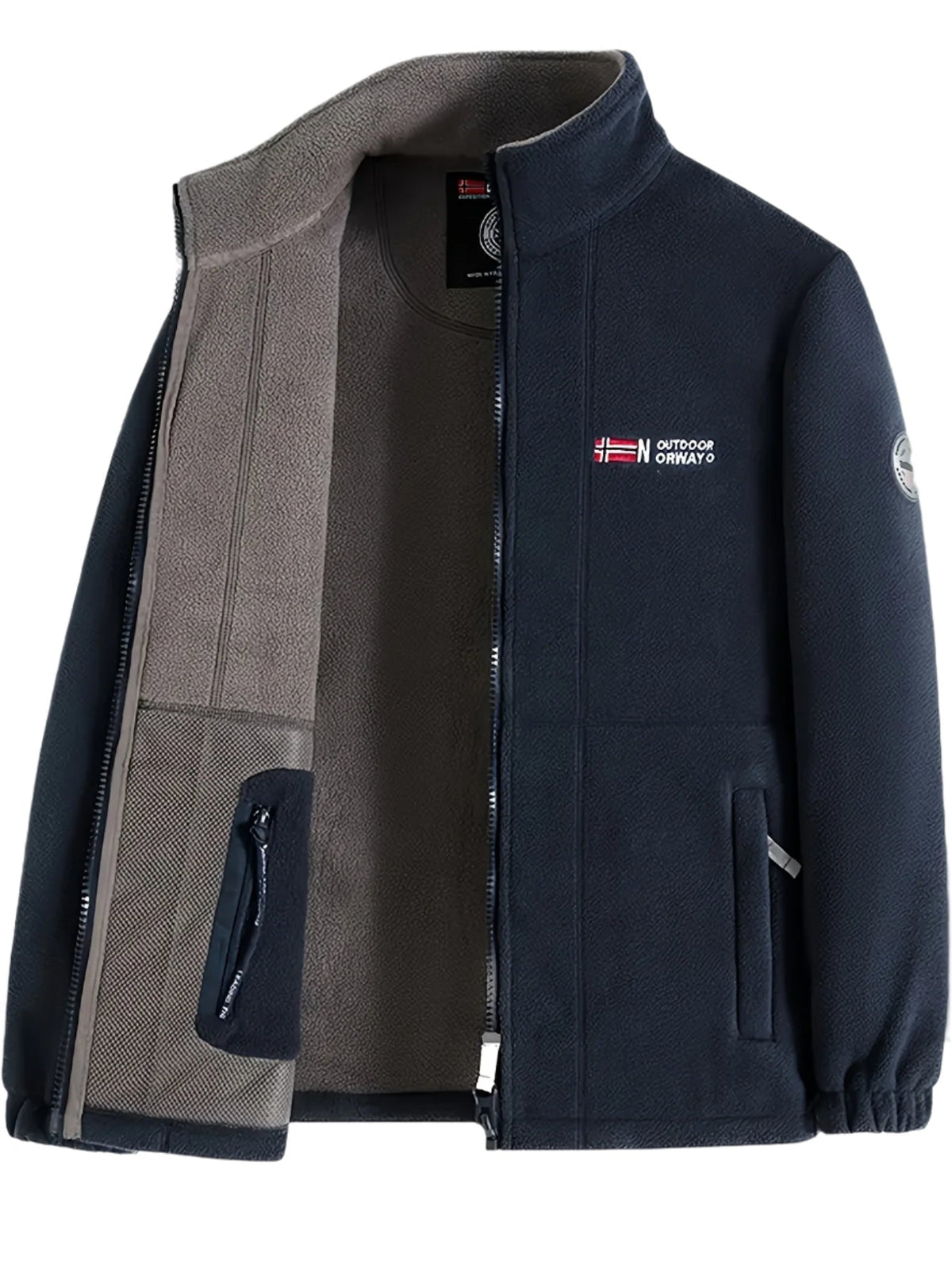 Men’s Full Zip Fleece Jacket with Stand Collar