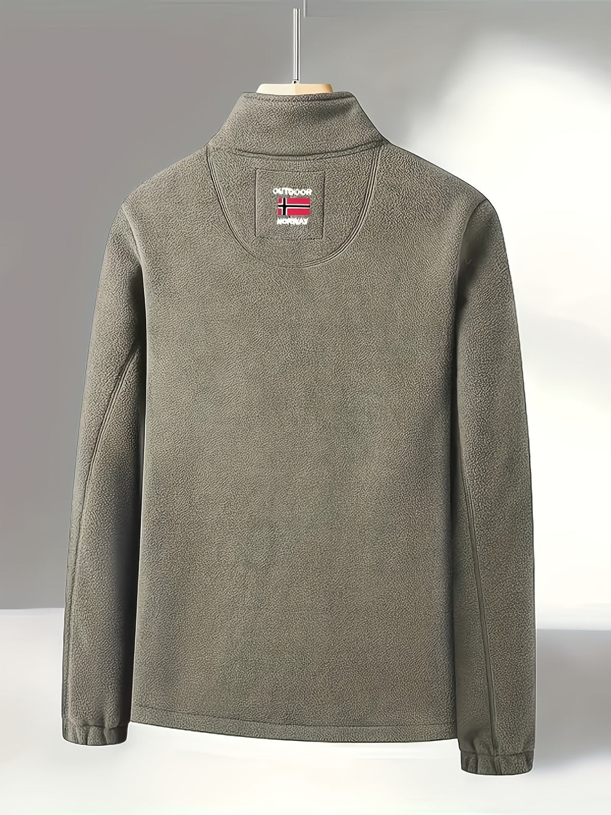 Men's Fleece Zip-Up Jacket with Stand Collar