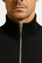 Men's Quilted Zip-Up Jacket with Stand Collar