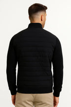 Men's Quilted Zip-Up Jacket with Stand Collar