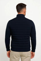 Men's Quilted Zip-Up Jacket with Stand Collar