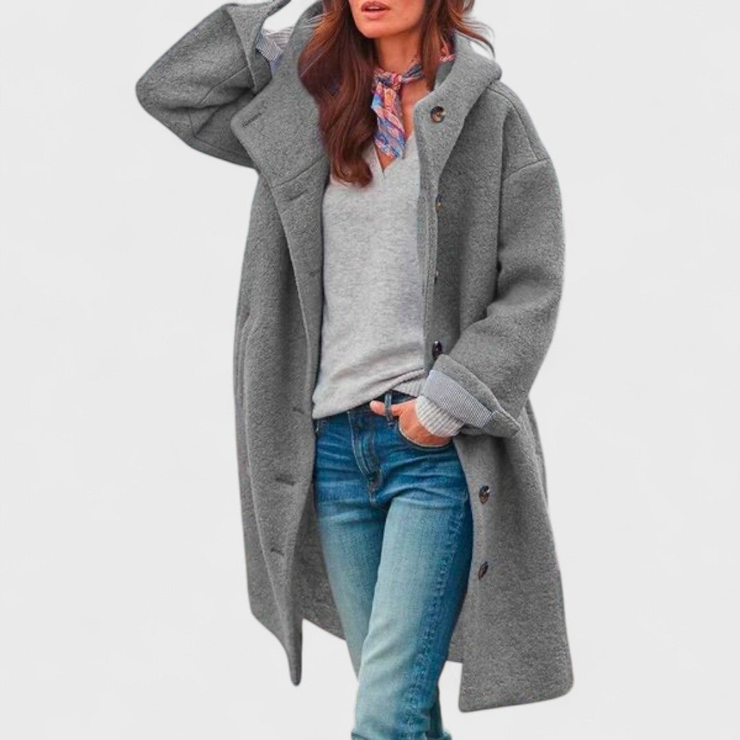 Women’s Longline Coat with Stand Collar