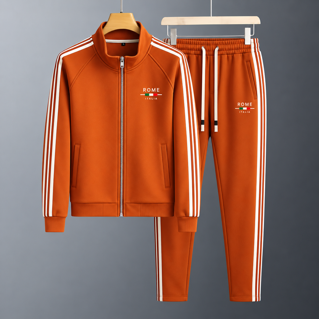 Men's Zip-Up Tracksuit with Striped Pants