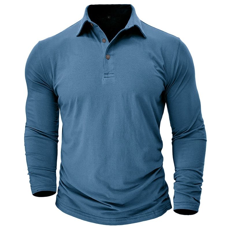 Men's Long Sleeve Polo Shirt With Collar