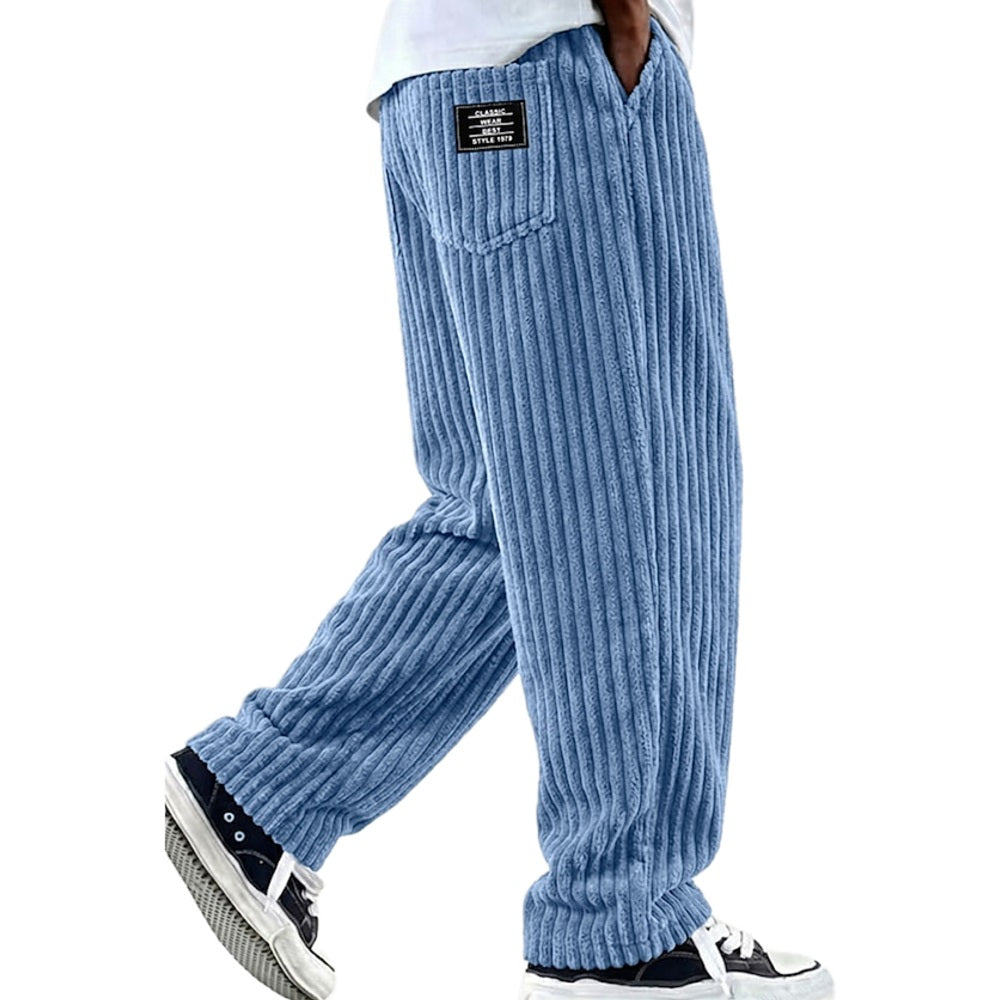 Men's Ribbed Loose Fit Casual Pants