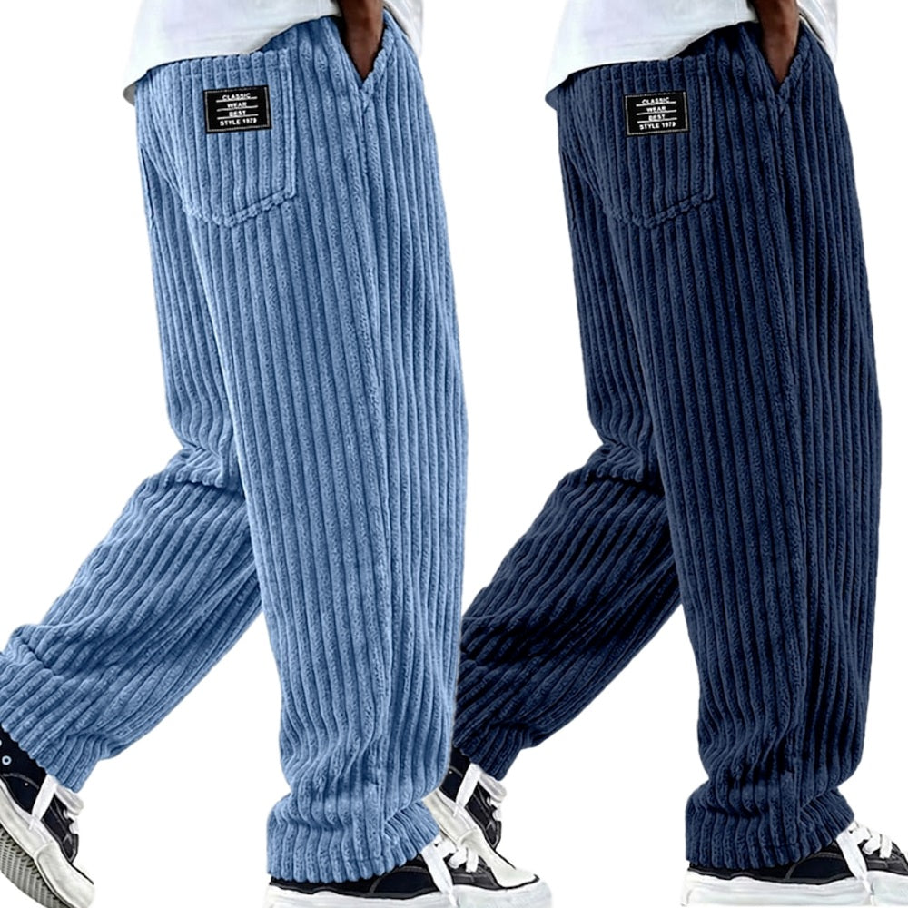 Men's Ribbed Loose Fit Casual Pants