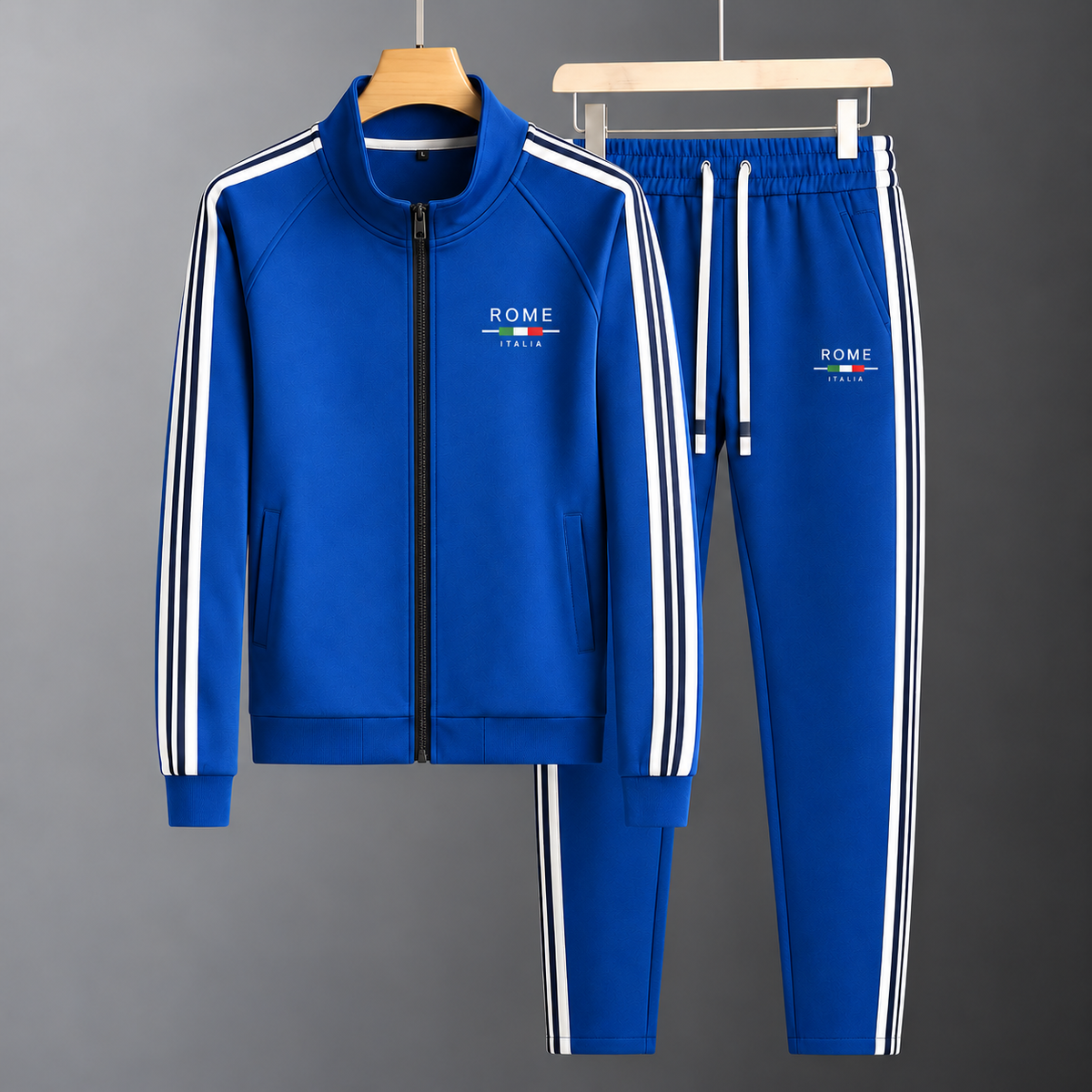 Men's Zip-Up Tracksuit with Striped Pants