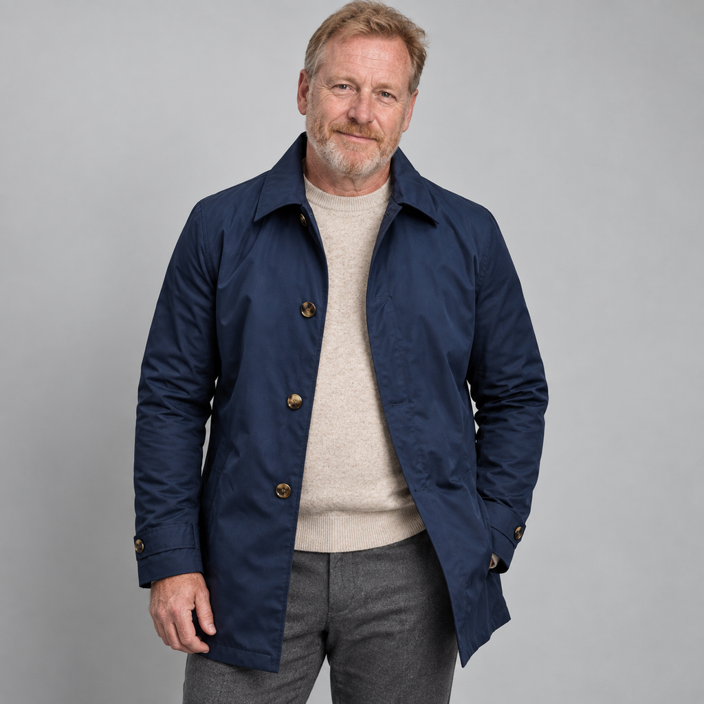 Men's Button Front Mid-Length Casual Coat