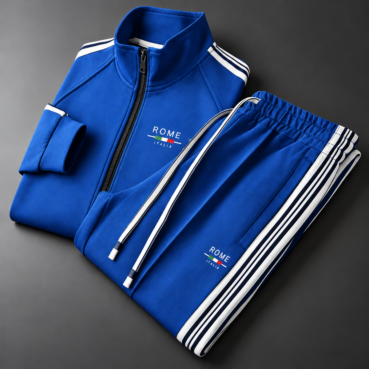Men's Zip-Up Tracksuit with Striped Pants