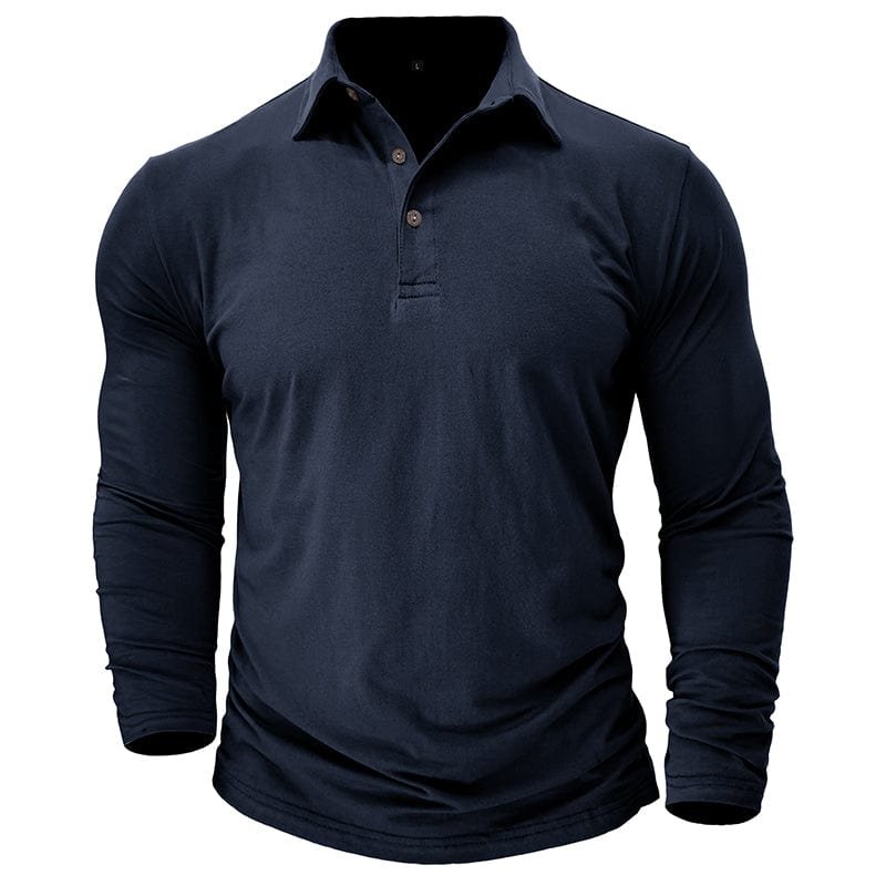 Men's Long Sleeve Polo Shirt With Collar