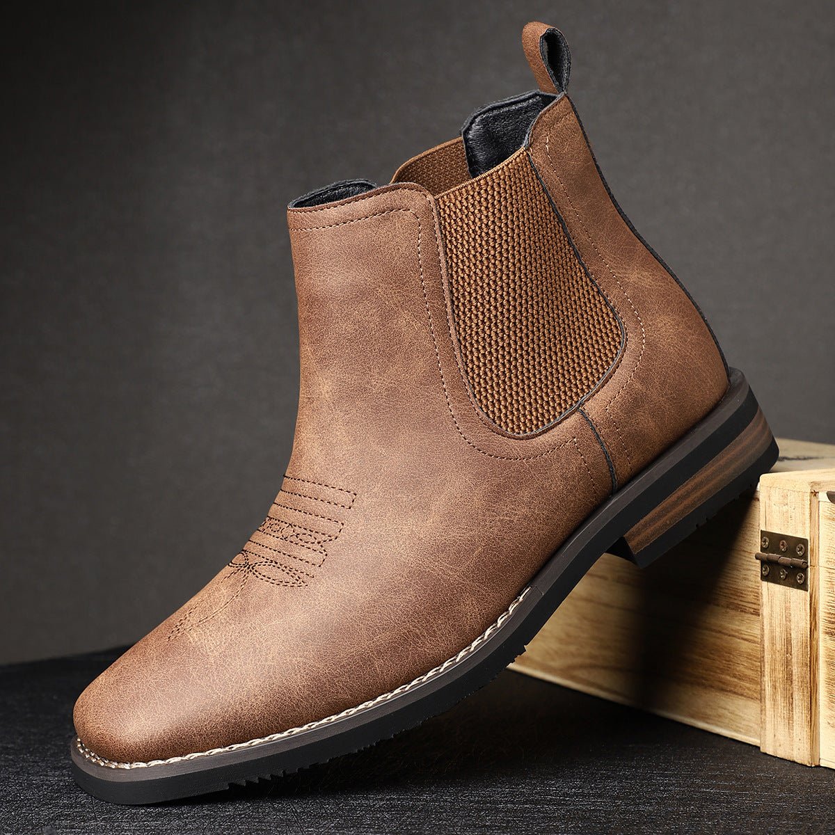 Men's Chelsea Ankle Boots With Elastic Side Panels