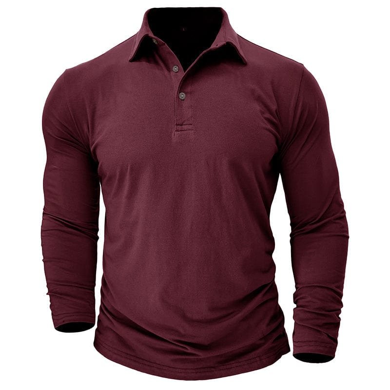 Men's Long Sleeve Polo Shirt With Collar
