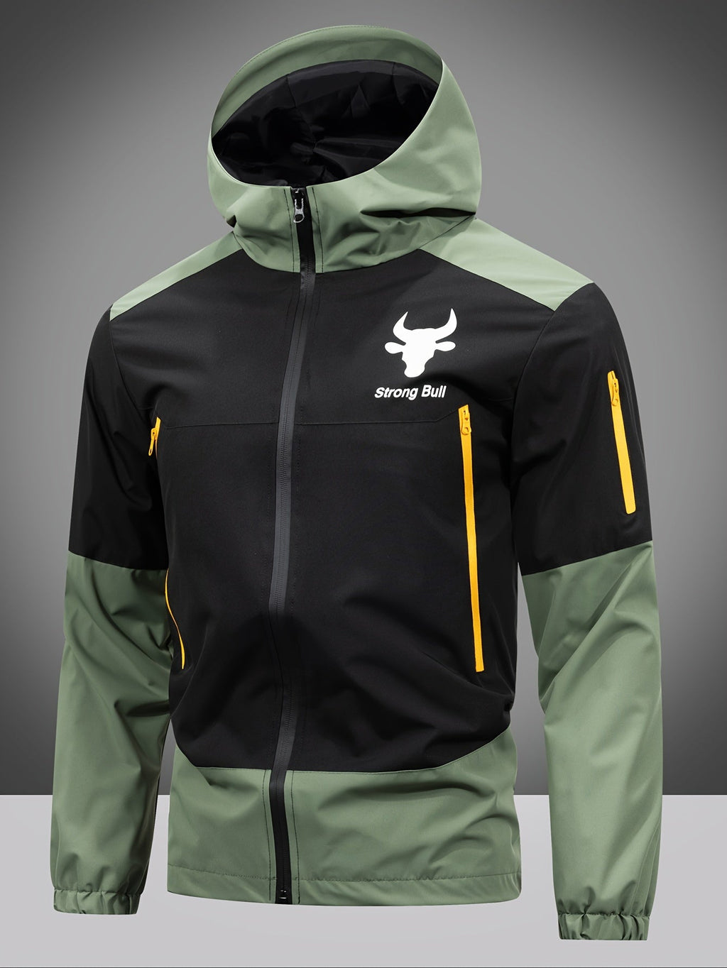 Men's Hooded Colorblock Zip-Up Jacket