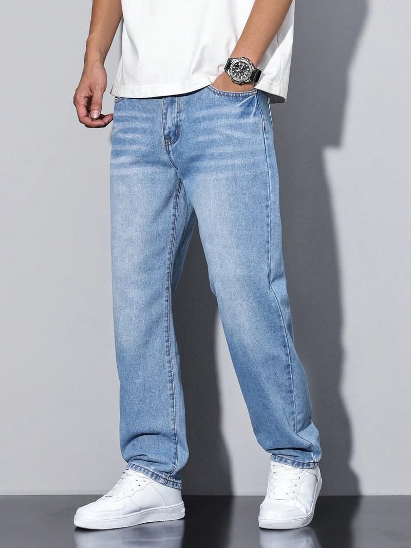 Men's Baggy Jeans with Straight Legs