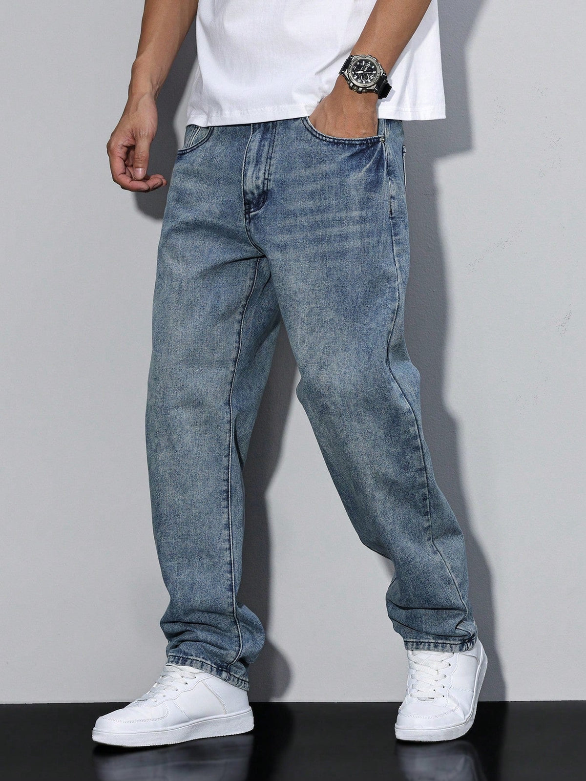 Men's Baggy Jeans with Straight Legs