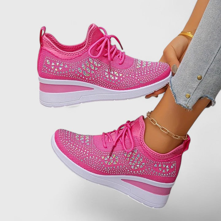 Women's Lace-Up Knit Wedge Sneakers