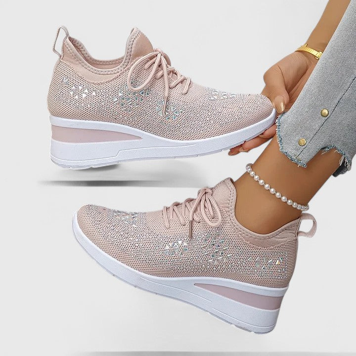 Women's Lace-Up Knit Wedge Sneakers