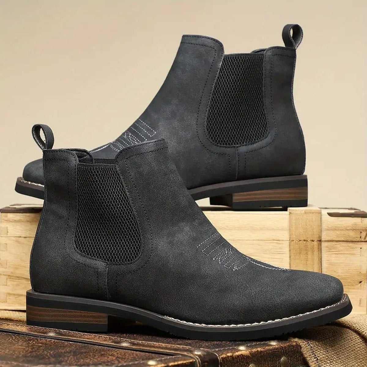 Men's Chelsea Ankle Boots With Elastic Side Panels