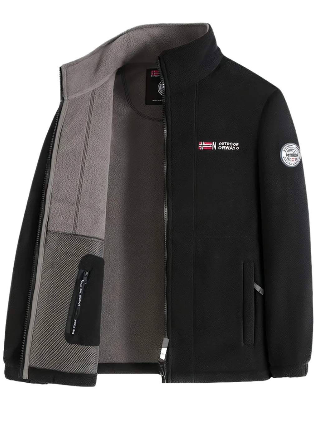 Men’s Full Zip Fleece Jacket with Stand Collar