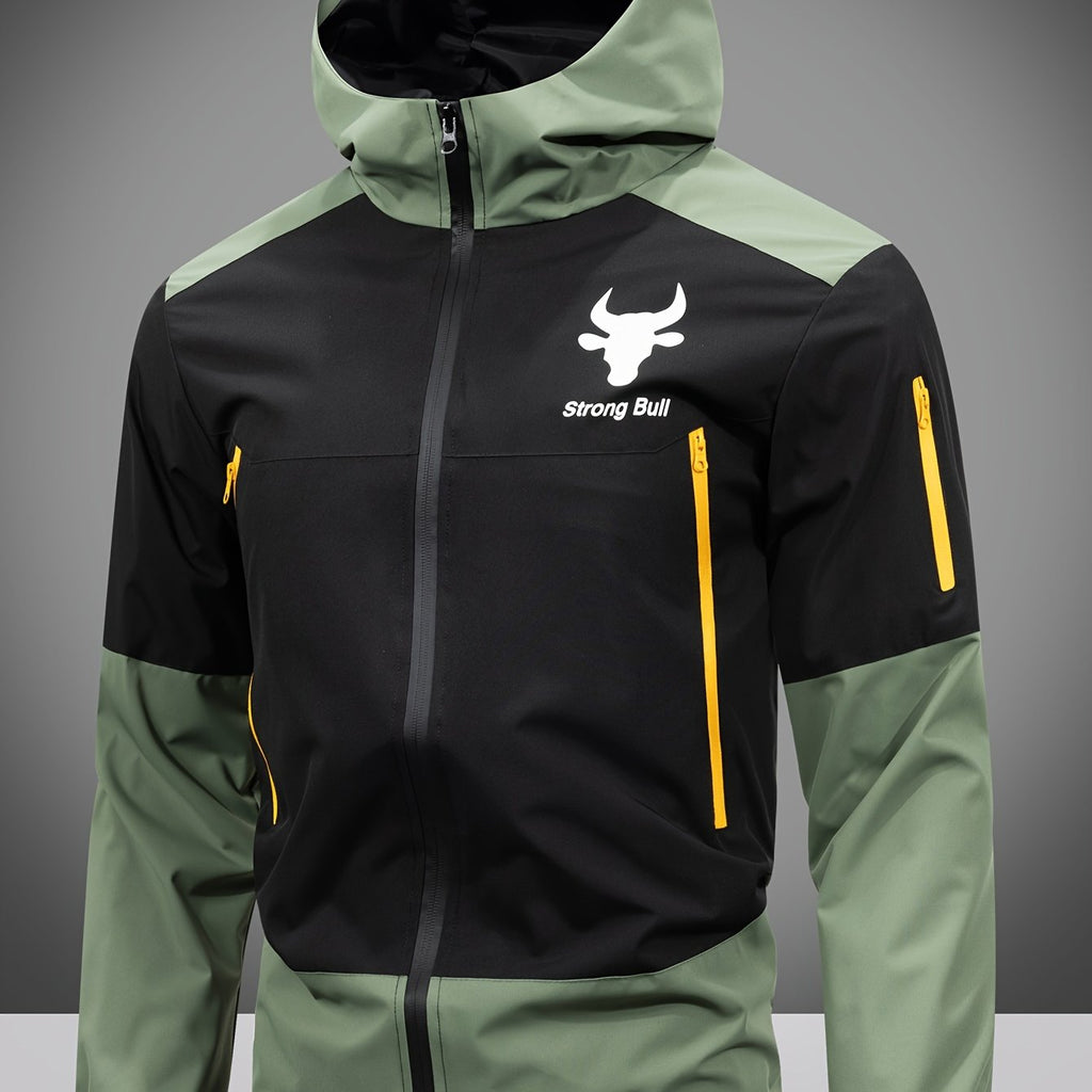 Men's Hooded Colorblock Zip-Up Jacket