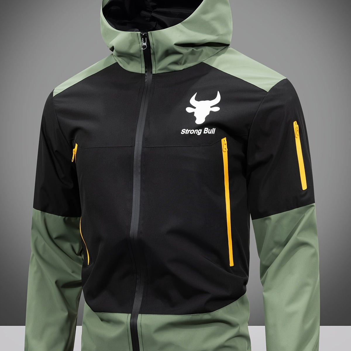 Men's Hooded Colorblock Zip-Up Jacket
