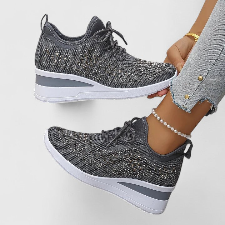 Women's Lace-Up Knit Wedge Sneakers