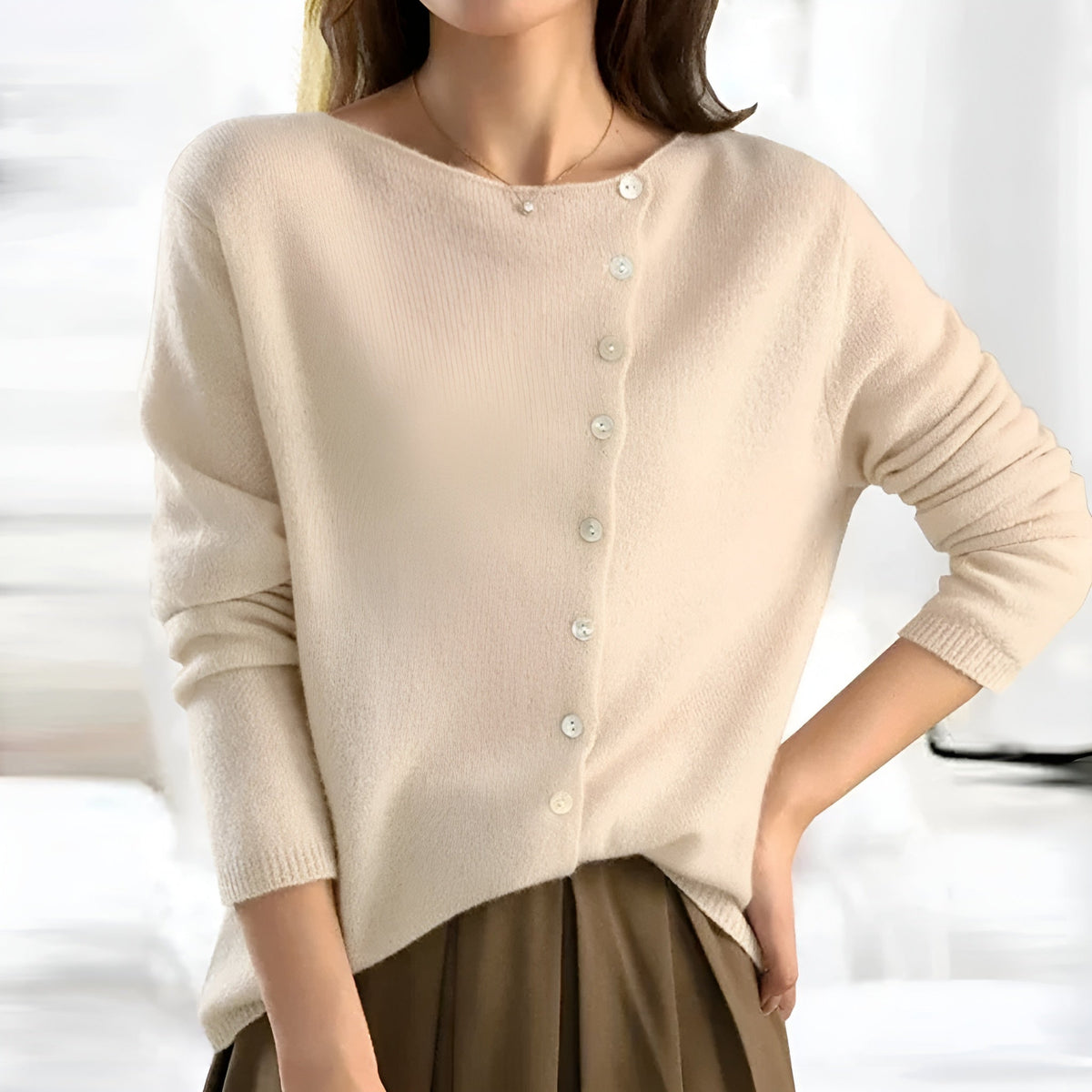 Women's V-Neck Button-Front Knit Cardigan