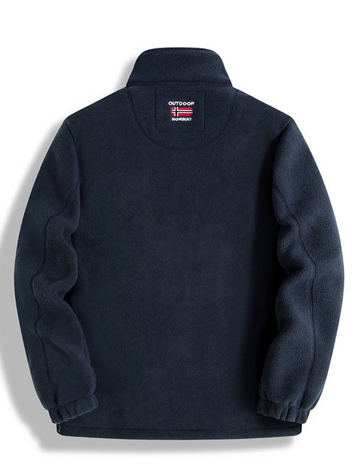 Men's Fleece Zip-Up Jacket with Stand Collar