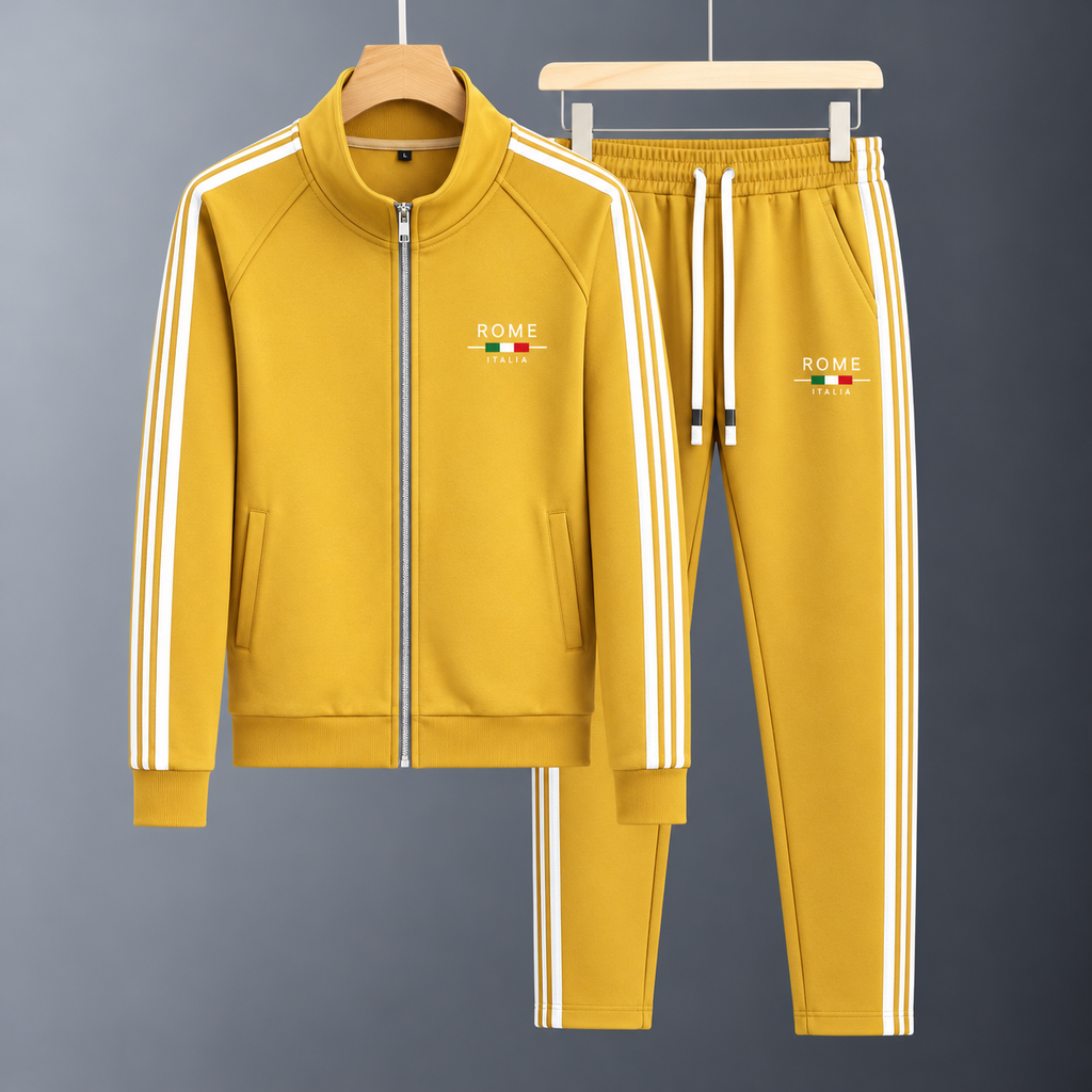 Men's Zip-Up Tracksuit with Striped Pants