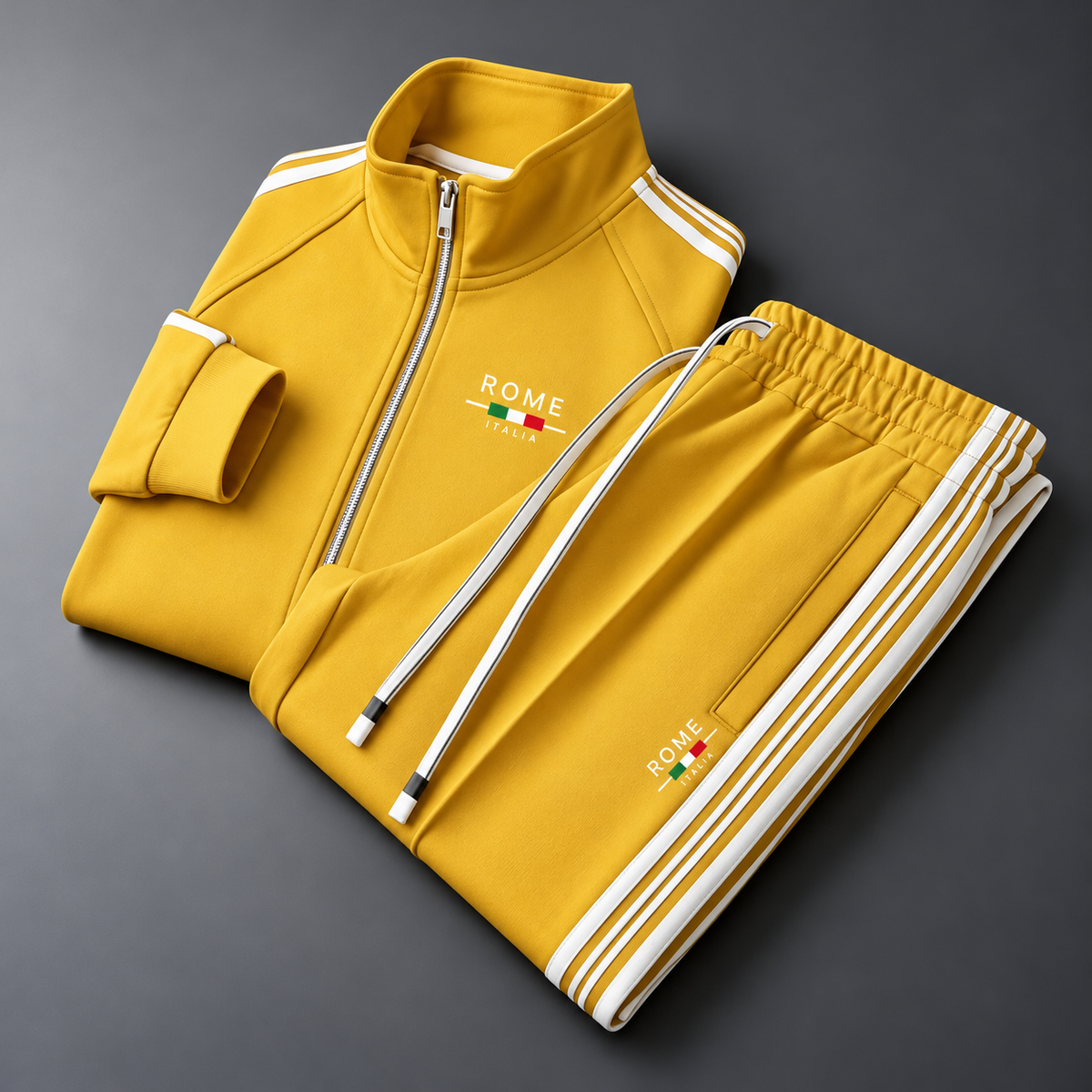 Men's Zip-Up Tracksuit with Striped Pants