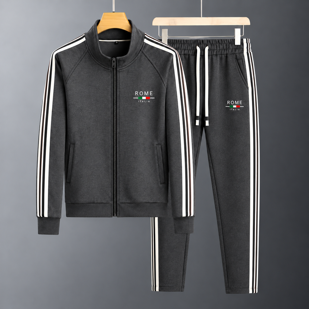 Men's Zip-Up Tracksuit with Striped Pants