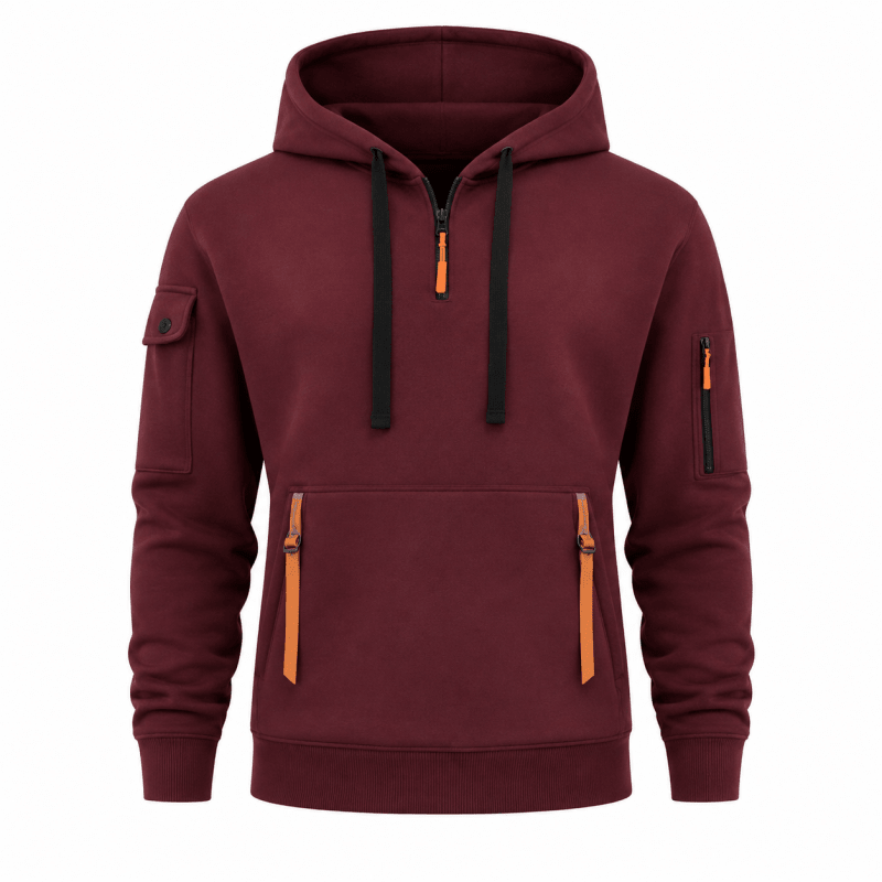 Men's Quarter Zip Hoodie with Utility Pockets