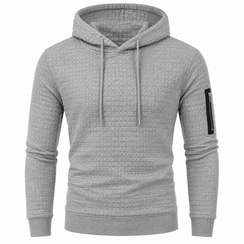 Men's Textured Pullover Hoodie with Sleeve Pocket