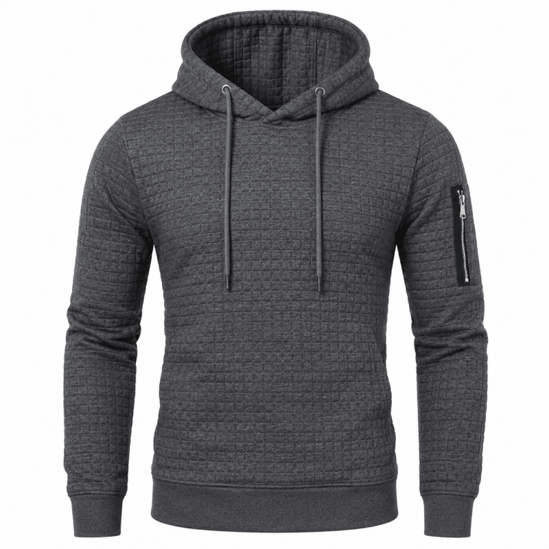 Men's Textured Pullover Hoodie with Sleeve Pocket