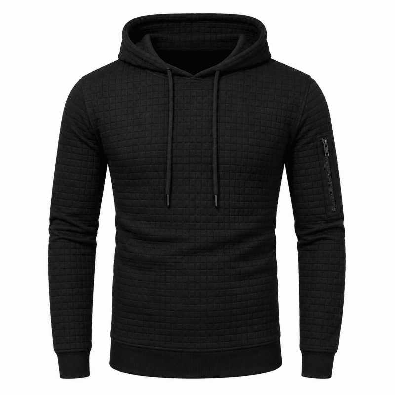 Men's Textured Pullover Hoodie with Sleeve Pocket
