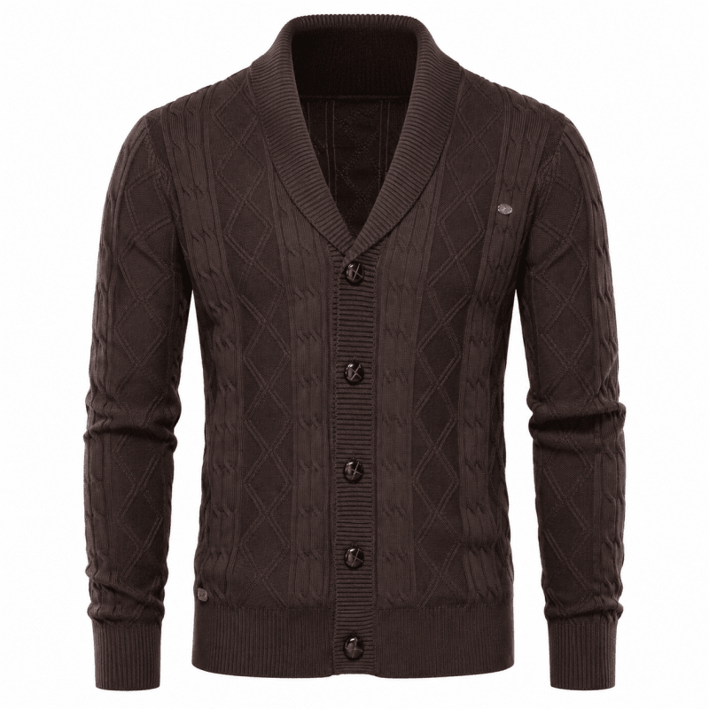 Men's Cable Knit Button Front Cardigan