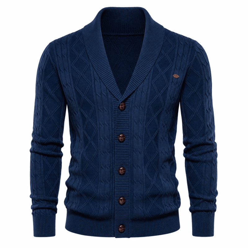 Men's Cable Knit Button Front Cardigan