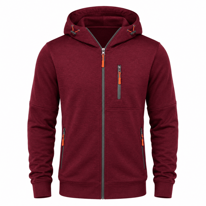 Men's Full Zip Hoodie with Chest Pocket