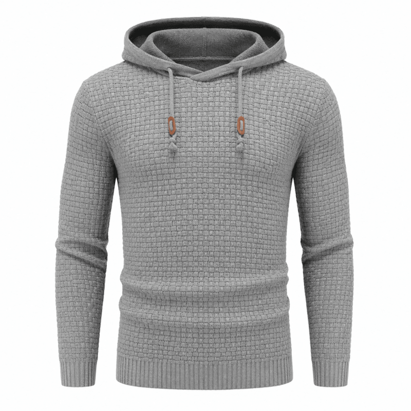 Men's Textured Knit Pullover Hoodie