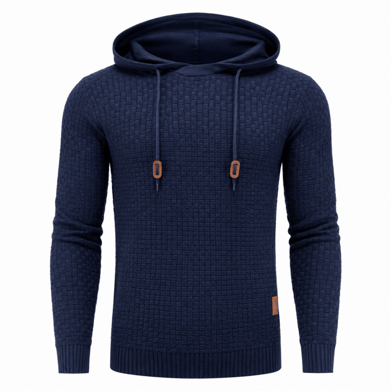 Men's Textured Knit Pullover Hoodie