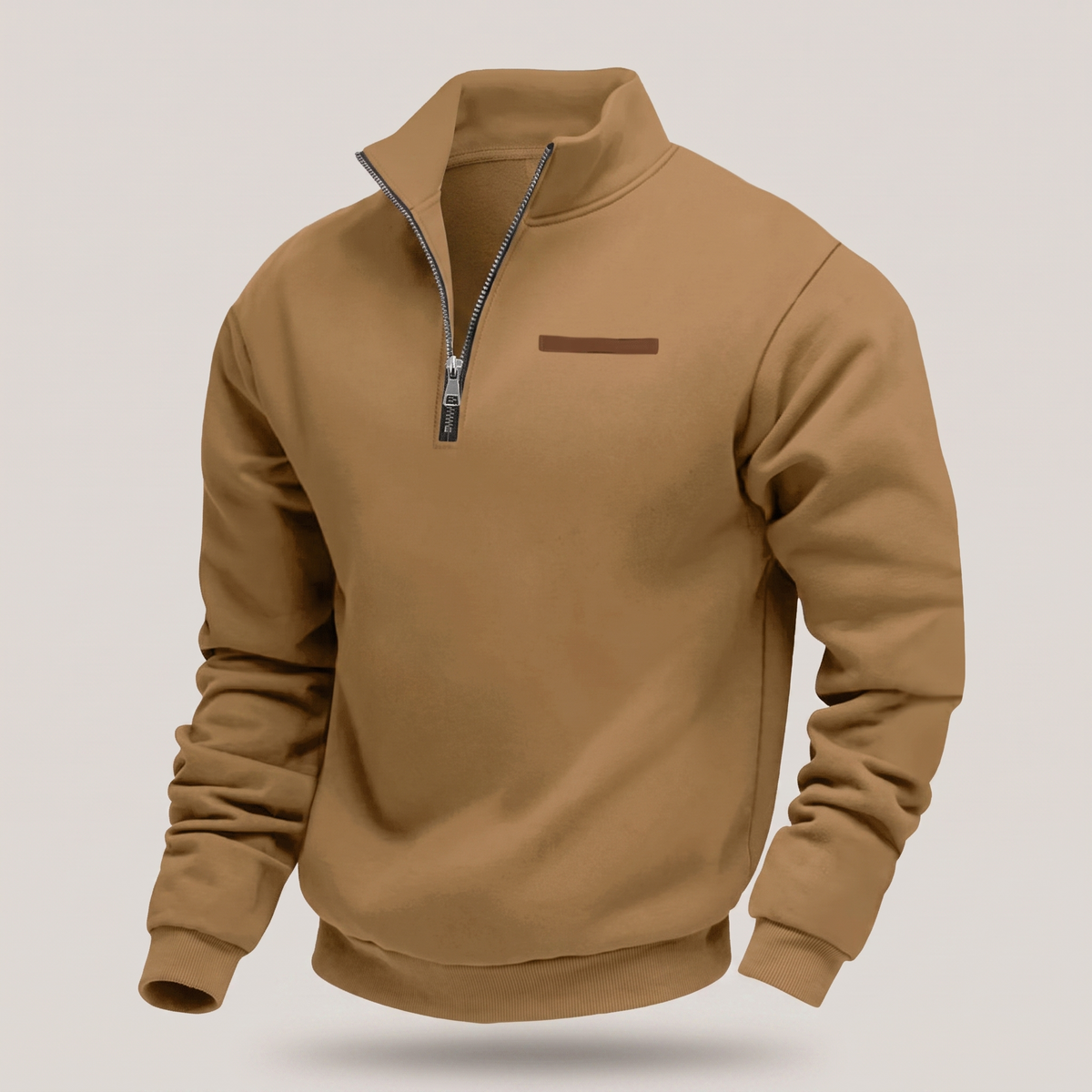 Men's Quarter-Zip Pullover with Stand Collar