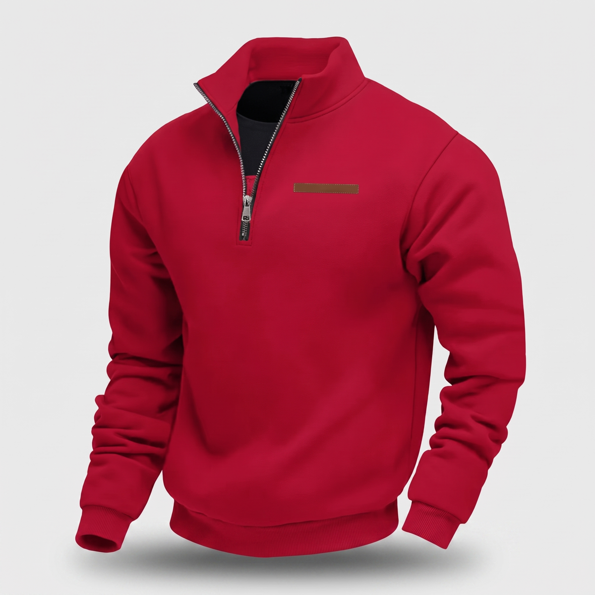 Men's Quarter-Zip Pullover with Stand Collar