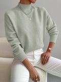 Women's Ribbed Mock Neck Sweater With Relaxed Fit
