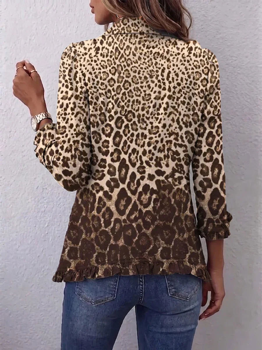 Women's Floral Embroidered Jacket with Ruffle Trim