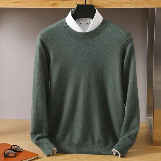 Men’s Crewneck Knit Sweater with Ribbed Trim