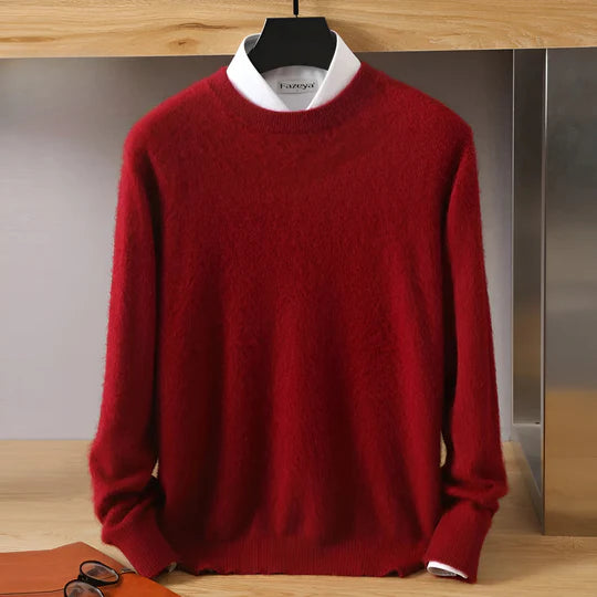 Men’s Crewneck Knit Sweater with Ribbed Trim