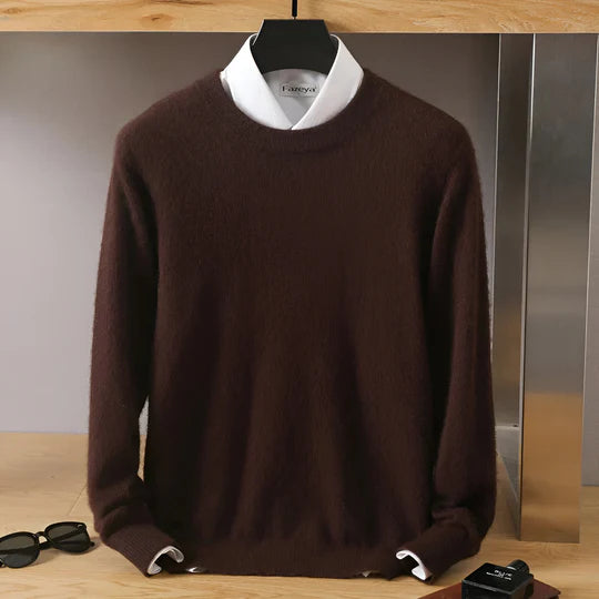 Men’s Crewneck Knit Sweater with Ribbed Trim
