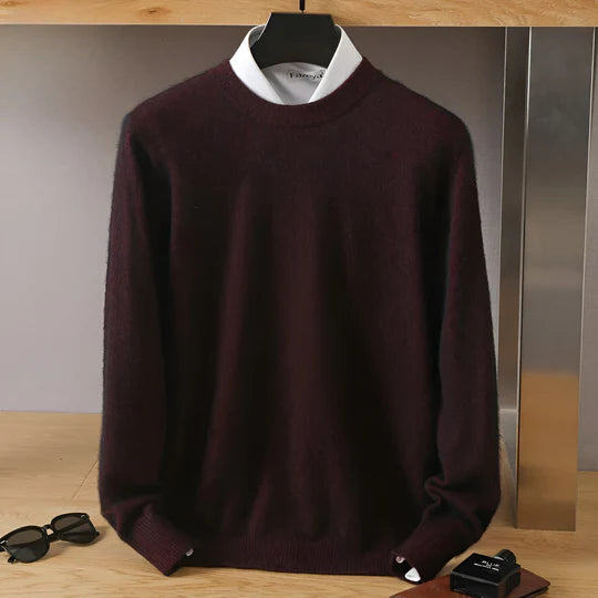 Men’s Crewneck Knit Sweater with Ribbed Trim